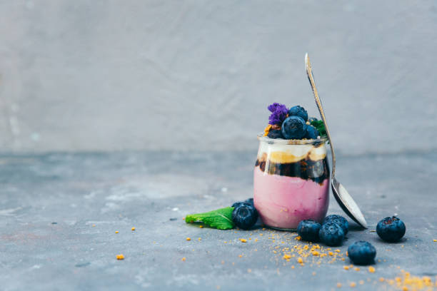 istock Jogurt and jelly dessert with berries 692758840