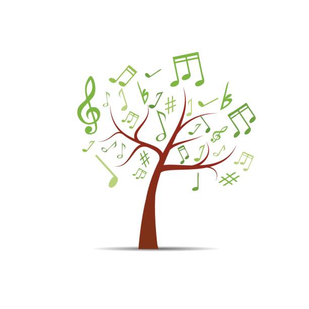 drzewo muzyki - muzykoterapia stock illustrations