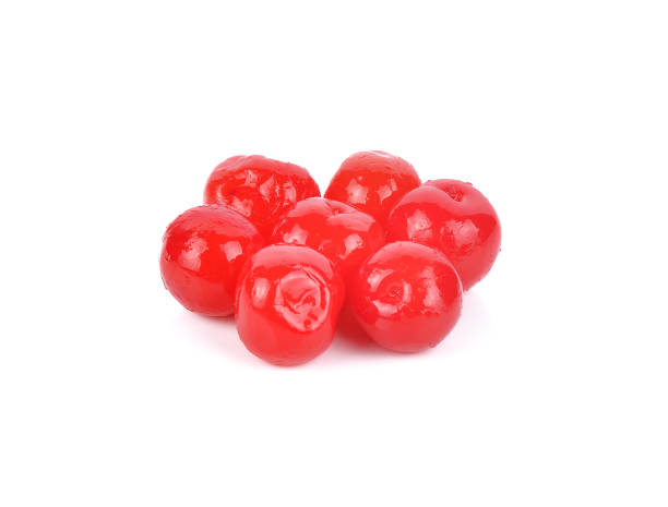 istock Maraschino cherries on white background 692767650