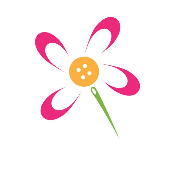 abstrakcyjny kwiat do krawiectwa - guzik artykuł do szycia stock illustrations