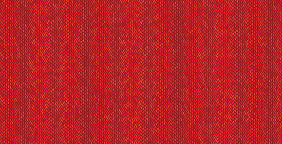 Bright knitted texture on red background. Colorful melange wool yarn. Can be used as wallpaper, design element, independent project, for website etc. Woolen knit cloth.