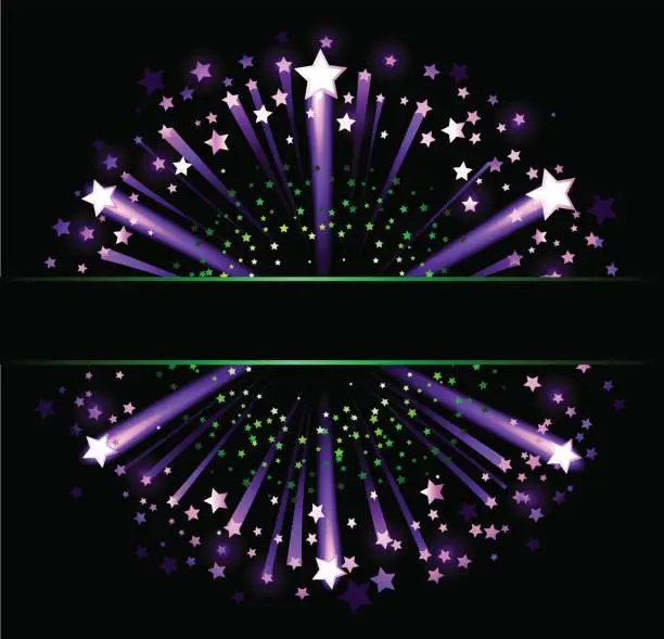 Vector illustration of banner with fireworks