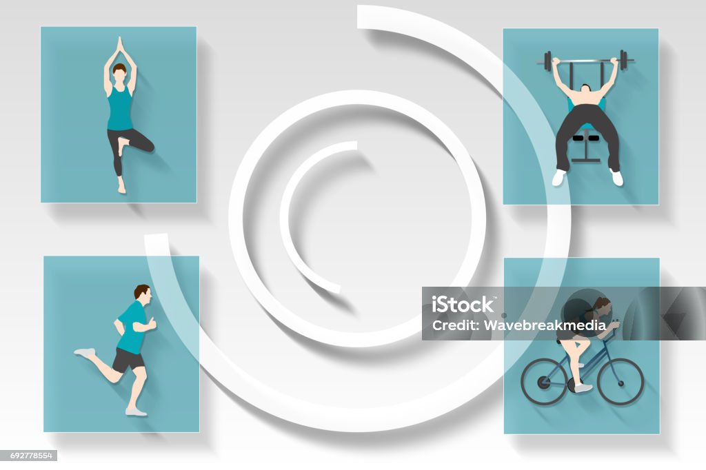 Fitness and health app menu Fitness and health app menu on grey background Adult Stock Photo