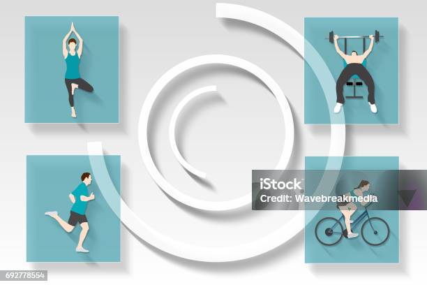Fitness And Health App Menu Stock Photo - Download Image Now - Adult, Backgrounds, Blue