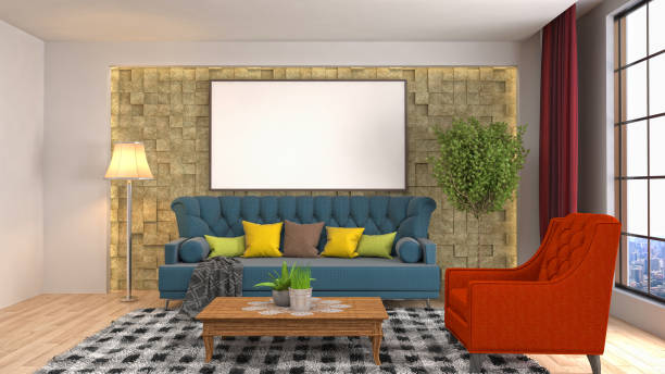 istock mock up poster frame in interior background. 3D Illustration 692786214