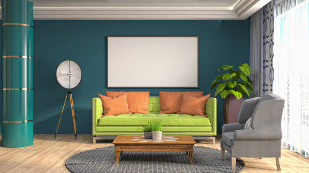 istock mock up poster frame in interior background. 3D Illustration 692786244