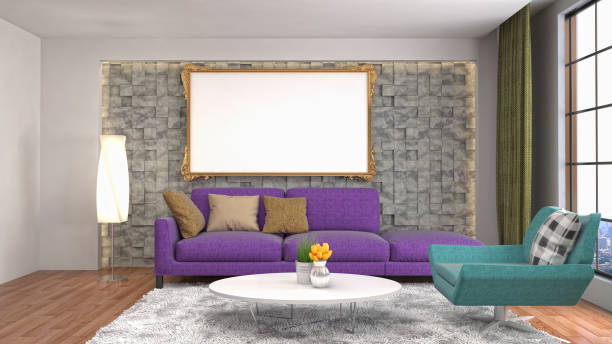 istock mock up poster frame in interior background. 3D Illustration 692786288
