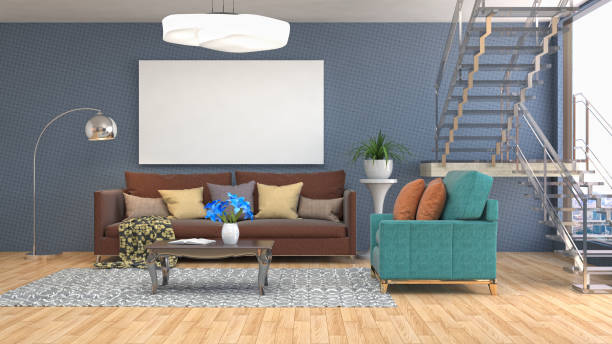 istock mock up poster frame in interior background. 3D Illustration 692786308