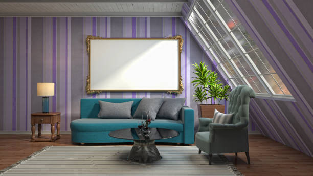 istock mock up poster frame in interior background. 3D Illustration 692786338