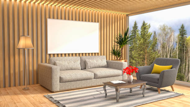 istock mock up poster frame in interior background. 3D Illustration 692786418