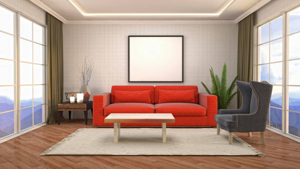istock mock up poster frame in interior background. 3D Illustration 692786468