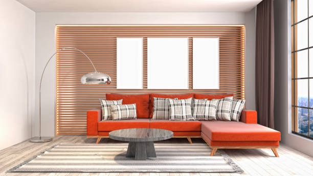 istock mock up poster frame in interior background. 3D Illustration 692786480