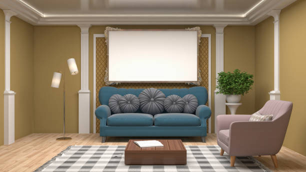istock mock up poster frame in interior background. 3D Illustration 692786518