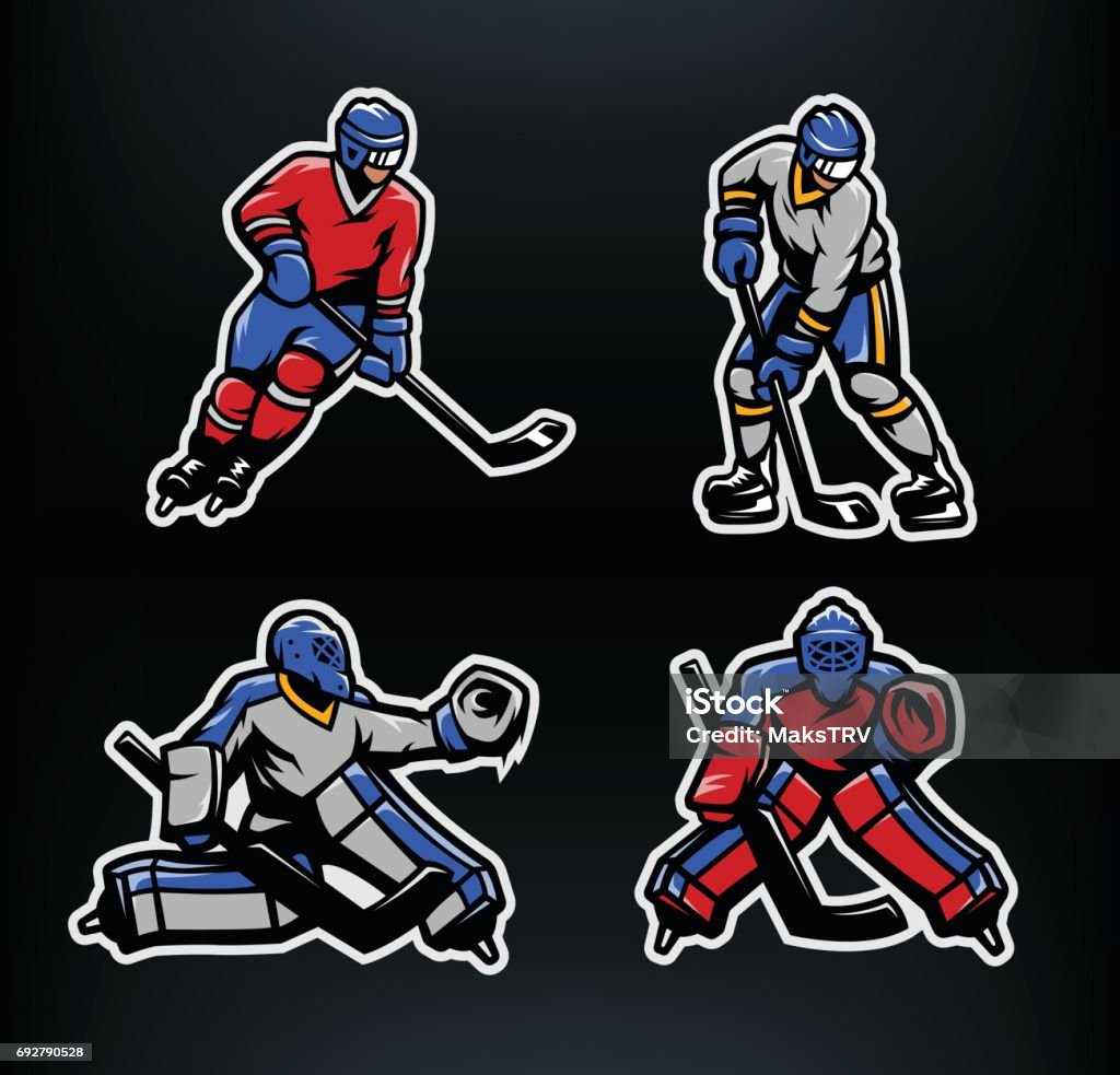 Hockey players and goalkeepers set. Vector illustration. Hockey players and goalkeepers set. Hockey stock vector