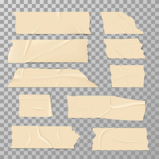 ilustrações, clipart, desenhos animados e ícones de fita adesiva isolada no fundo transparente vector set - paper ribbon