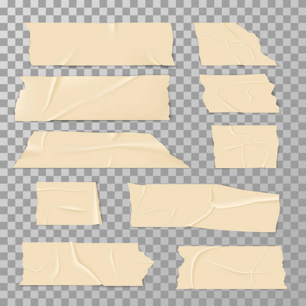 клейкая липкая лента изолирована на прозрачном фоновом векторном наборе - paper ribbon stock illustrations
