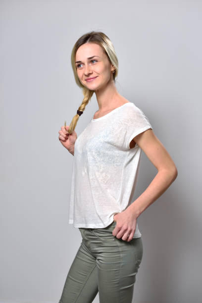 istock Blond girl, on white background 692794630
