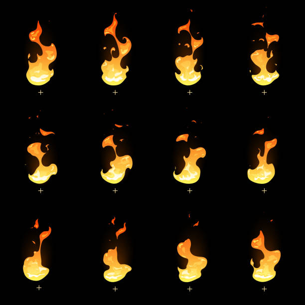 火スプライト シート。ベクター炎ゲーム アニメ - 火 イラスト点のイラスト素材／クリップアート素材／マンガ素材／アイコン素材