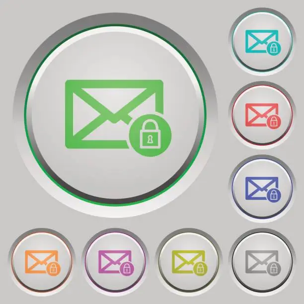 Vector illustration of Lock mail push buttons