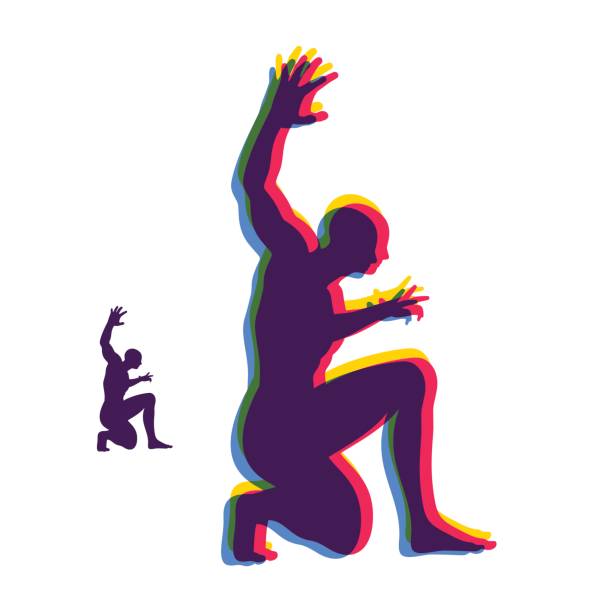 Silhouette of a man standing on his knees. Angry man figure. Vector. Silhouette of a man standing on his knees. Angry man figure. Vector illustration. kneelers stock illustrations