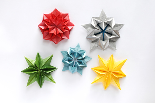 Five of Origami Snowflake and Star
