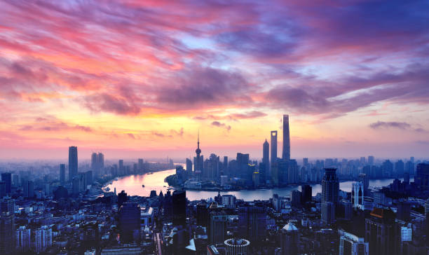 istock Shanghai Skyline in Dramatic Sky at Sunrise 692798376