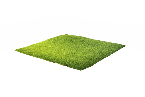 3d rendered illustration of cross section of ground with part of lawn isolated on white