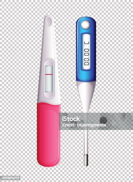 Ilustración de Prueba De Embarazo Y Termómetro En Fondo Transparente y más Vectores Libres de Derechos de Prueba de embarazo