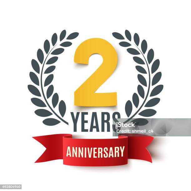 Two Years Anniversary Design Stock Illustration - Download Image Now - Anniversary, 2-3 Years, Logo