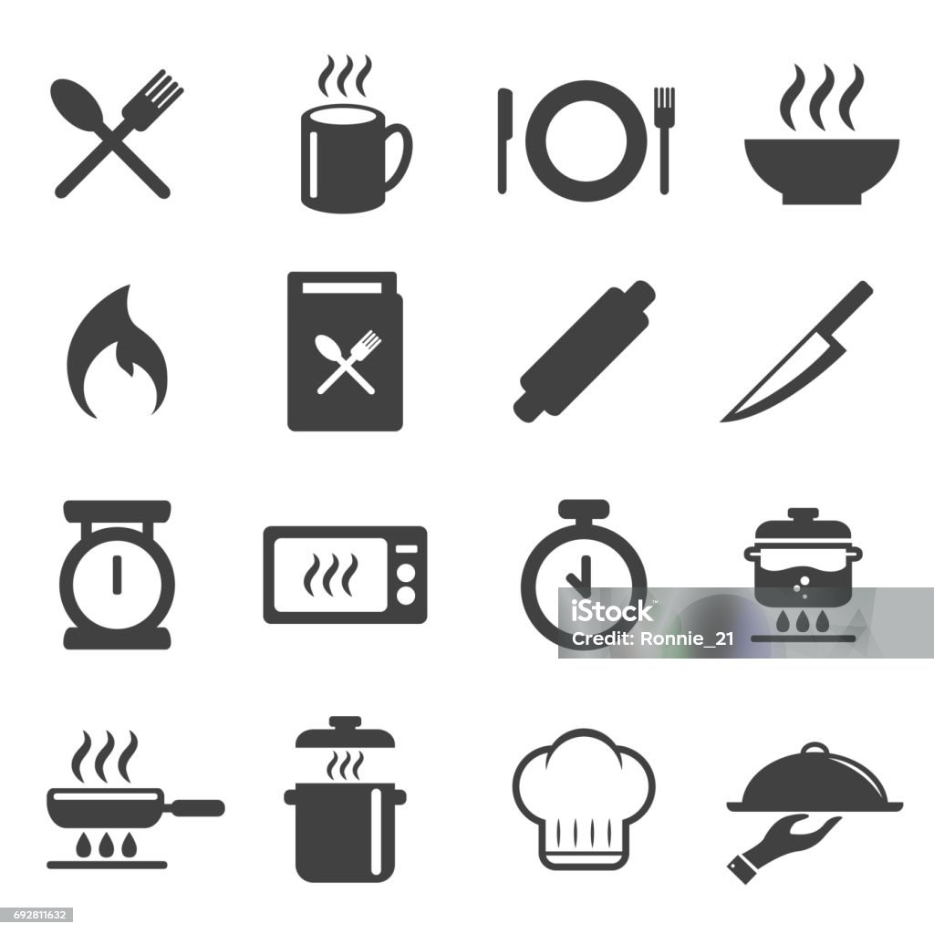 cooking icons set. vector illustration. cuisine , kitchen design concept. Icon Symbol stock vector