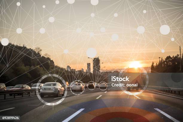 Self Driving Autonomous Intelligent Cars Stock Photo - Download Image Now - Car, Safety, Driving