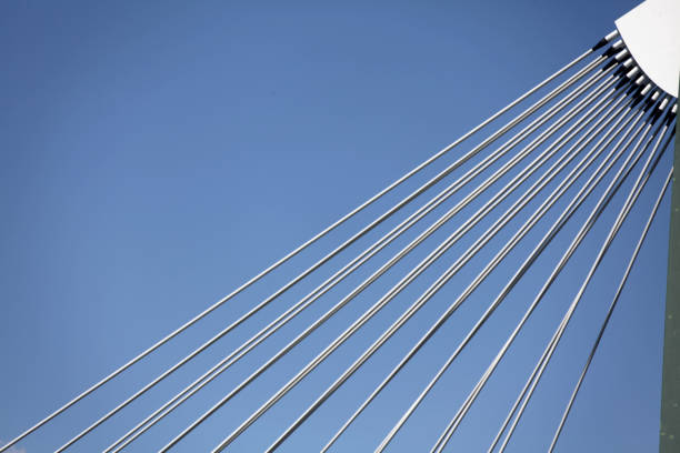 Metallic structure detail of a Vienna bridge above Danube river (Austria)