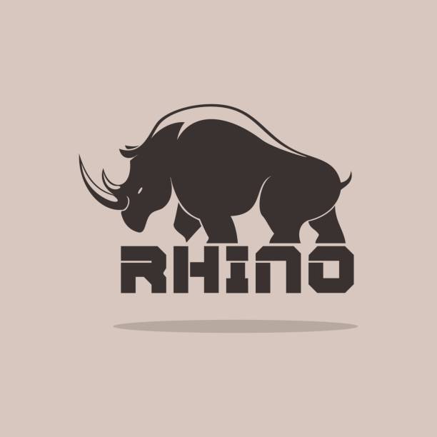Rhino Silhoulette on a brown background vector art illustration