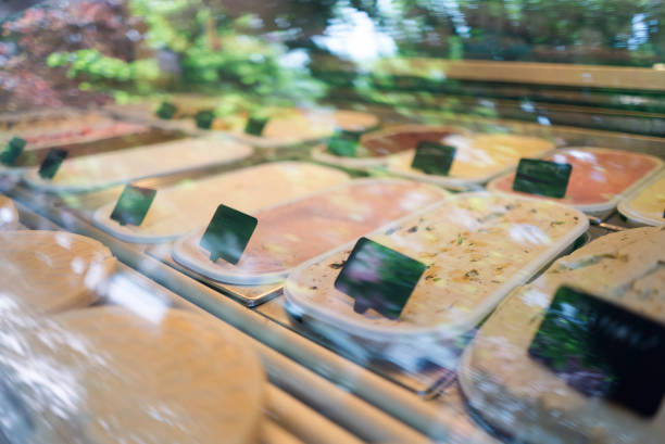 istock ice cream shop window with label. 692826484