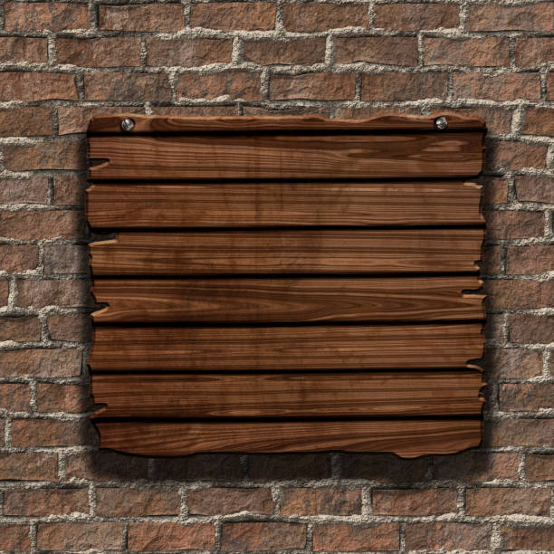 istock 3D grunge wood sign on an old brick wall 692826550