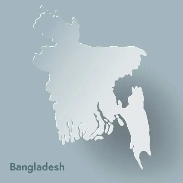 Vector illustration of Bangladesh map in white and shadow