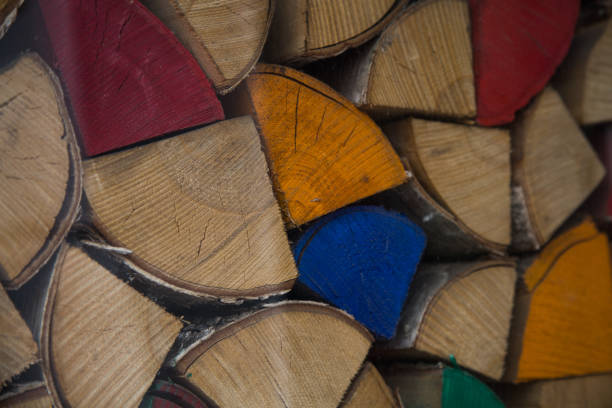 istock Lumber pile painted bright colors 692828048