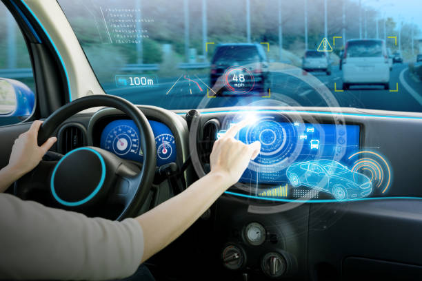 istock vehicle cockpit and screen, car electronics, automotive technology, autonomous car, abstract image visual 692834424