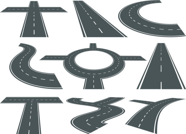 벡터의 통로 다른도 설정합니다. 아이콘 디자인에 대 한 속도 곡선된 기호입니다. 고속도로 일러스트 - highway road street twisted stock illustrations