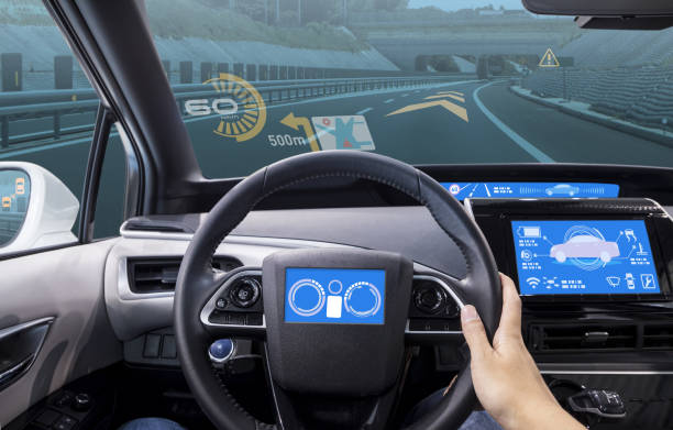 istock cockpit of vehicle, HUD(Head Up Display) and digital speedometer 692840842