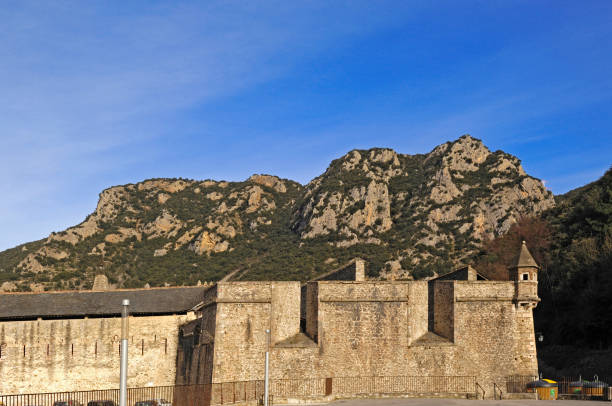 Walls of Villefranche de Conflent; Languedoc Roussillon; Pyrenees Orientales; France Walls of Villefranche de Conflent; Languedoc Roussillon; Pyrenees Orientales; France villefranche de conflent stock pictures, royalty-free photos & images