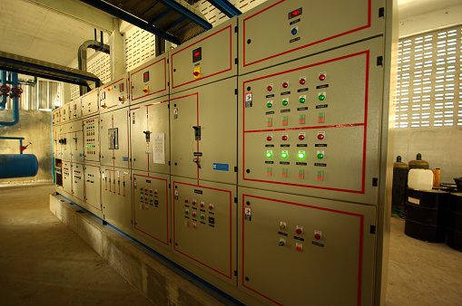 Control panel at the control area in industrial mill