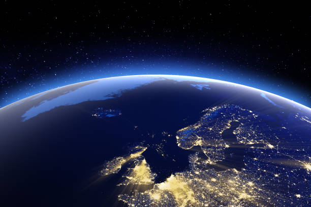 North Europe. Elements of this image furnished by NASA North Europe. 3D Rendering. Stars my own photo. Elements of this image furnished by NASA norway continent stock pictures, royalty-free photos & images