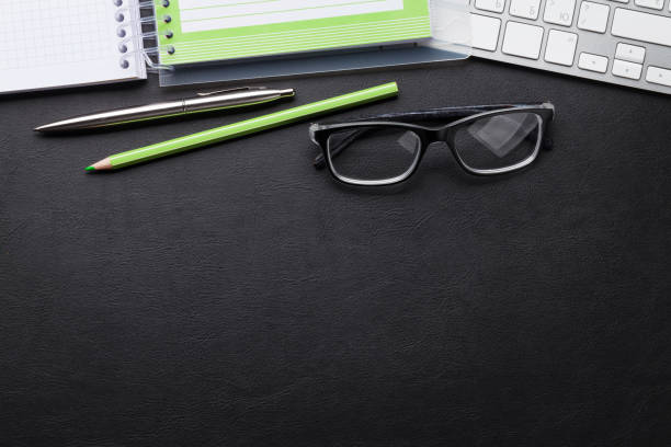 istock Office desk with computer and supplies 692854916