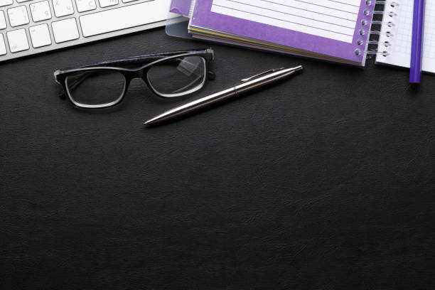 istock Office desk with computer and supplies 692855380