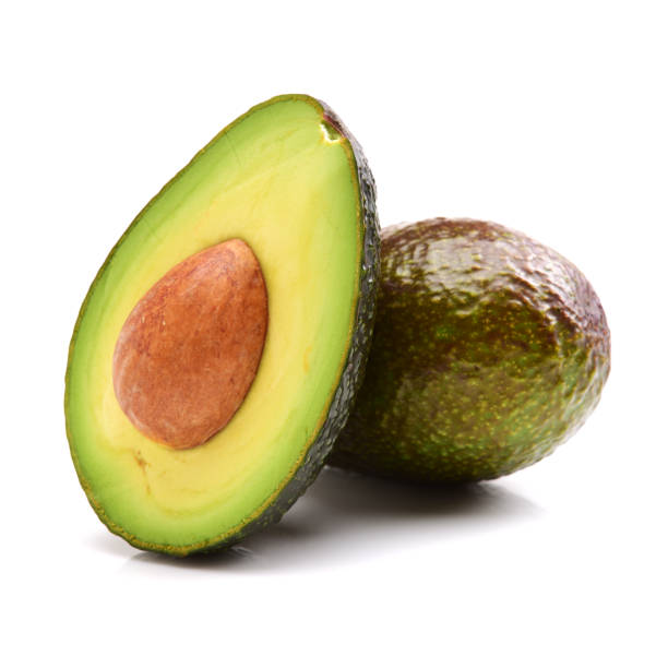istock Whole, Half and quarter slice avocados   on the white background 692862552
