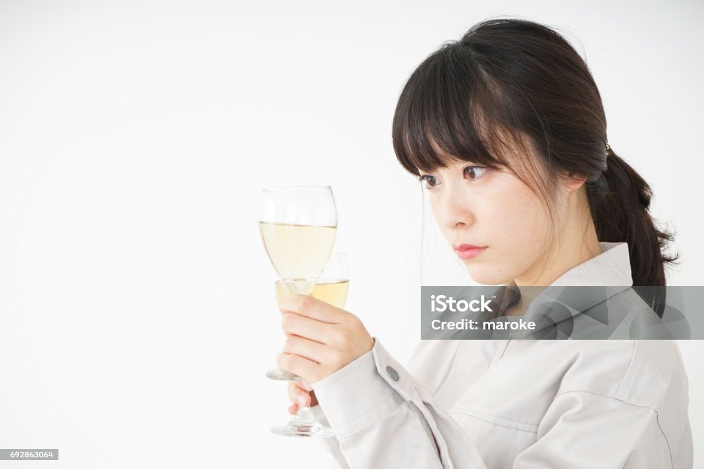 Young blender with glass Manufacturing Stock Photo