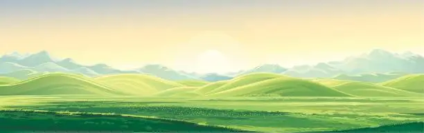 Vector illustration of Mountain dawn landscape