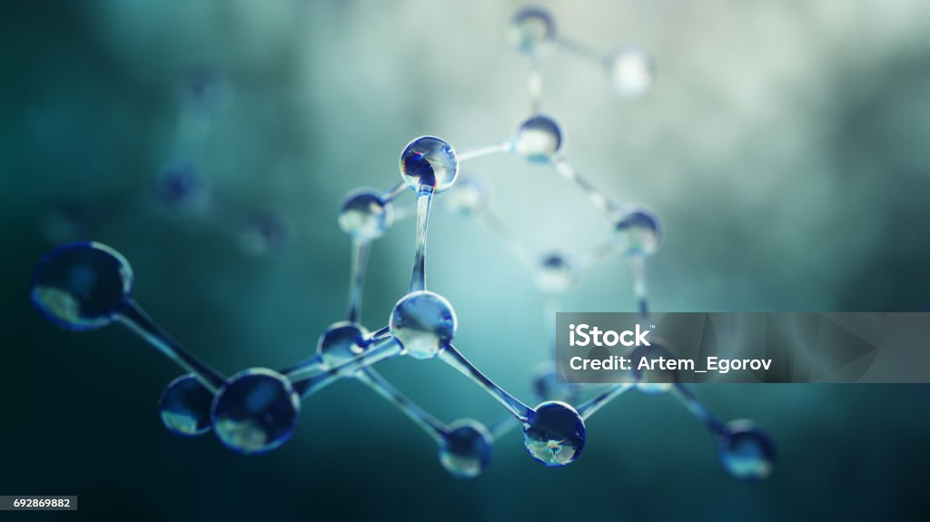 Background scientifico con molecole e atomi - Foto stock royalty-free di Molecola