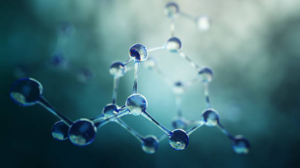 научный фон с молекулами и атомами - chemistry стоковые фото и изображения